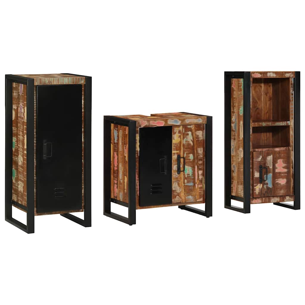 Juego de muebles de baño 3 pcs Madera sólida recuperada