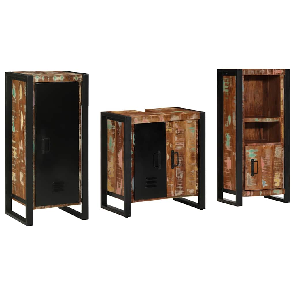 Juego de muebles de baño 3 pcs Madera sólida recuperada