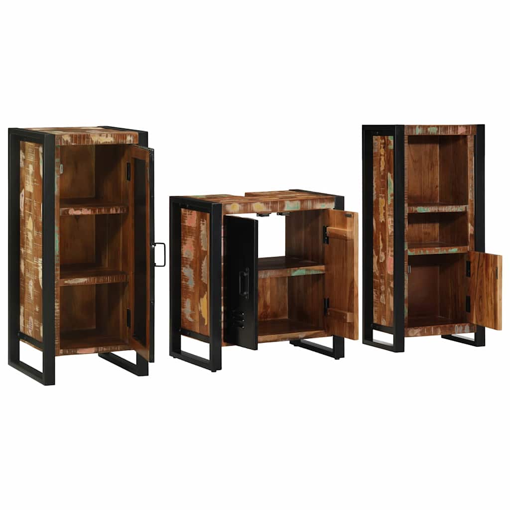 Juego de muebles de baño 3 pcs Madera sólida recuperada