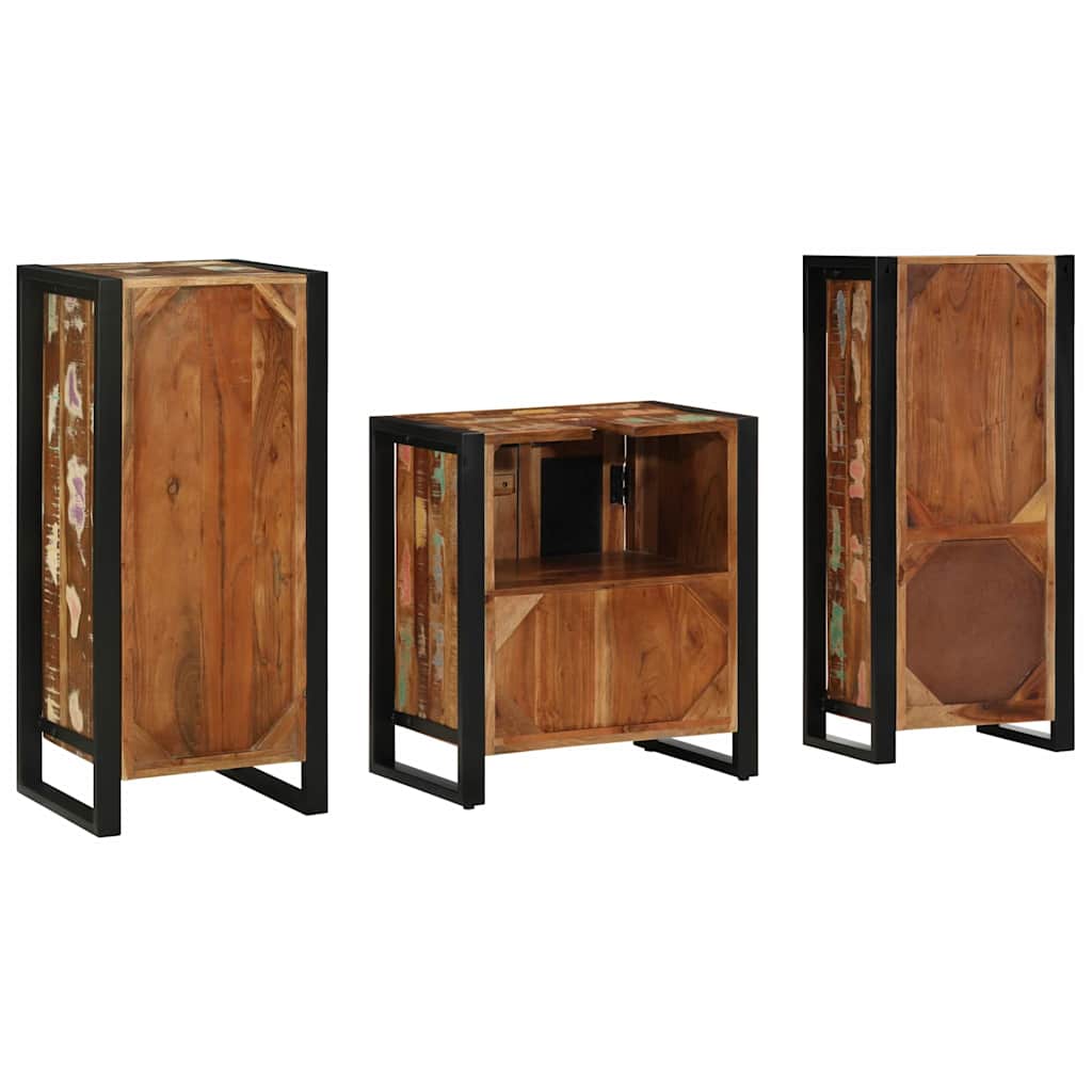 Juego de muebles de baño 3 pcs Madera sólida recuperada