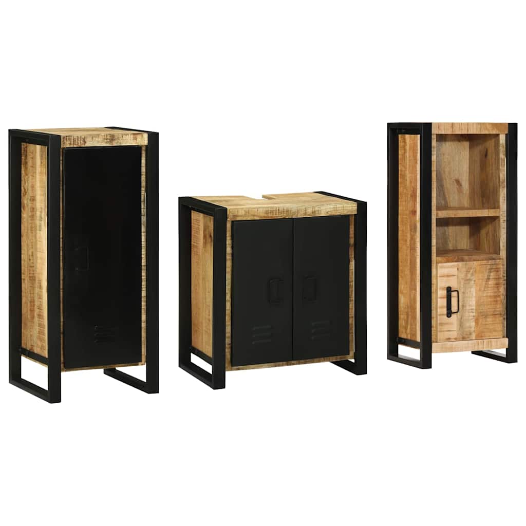 Juego de muebles de baño con cajón 3 pcs Madera de mango maciza