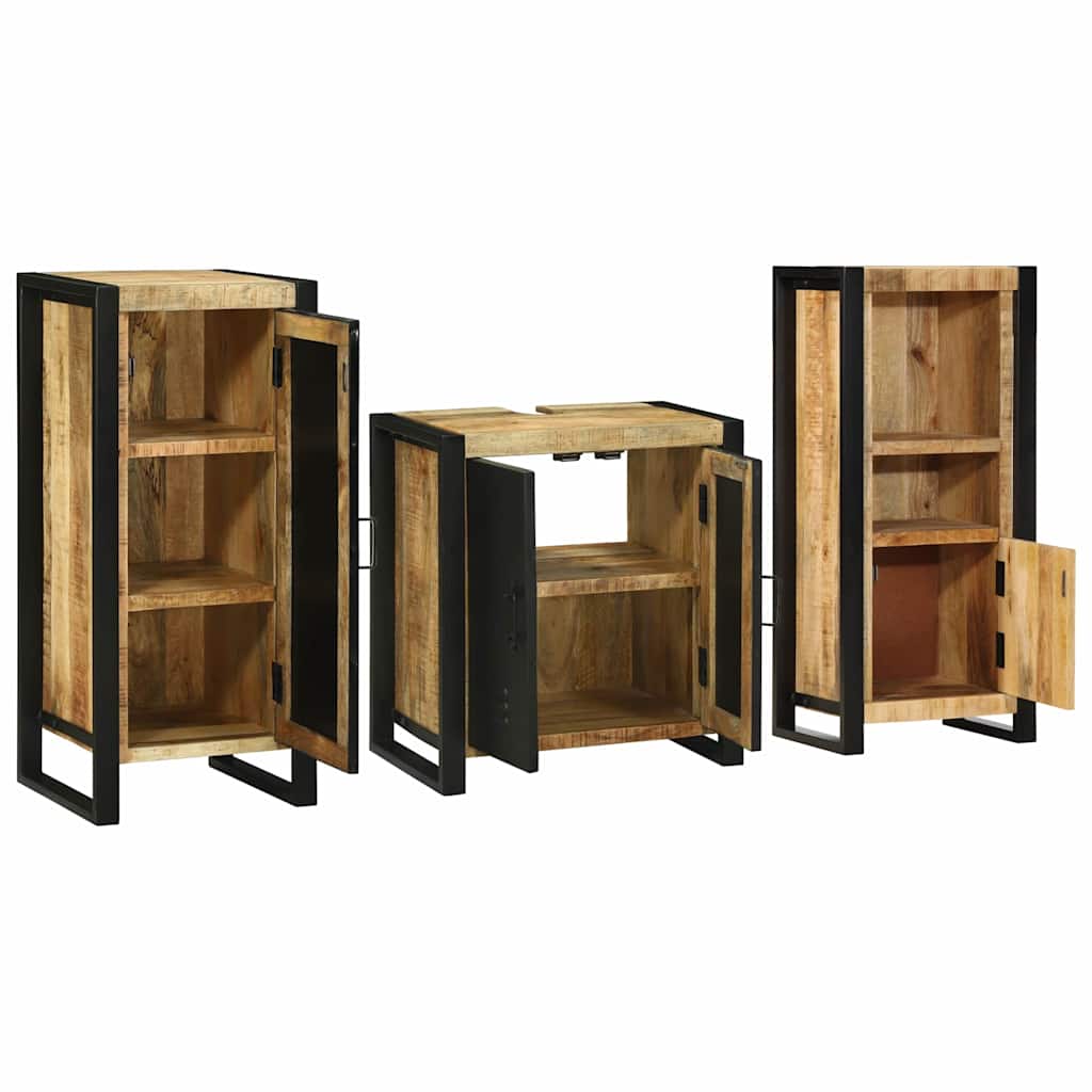 Juego de muebles de baño con cajón 3 pcs Madera de mango maciza