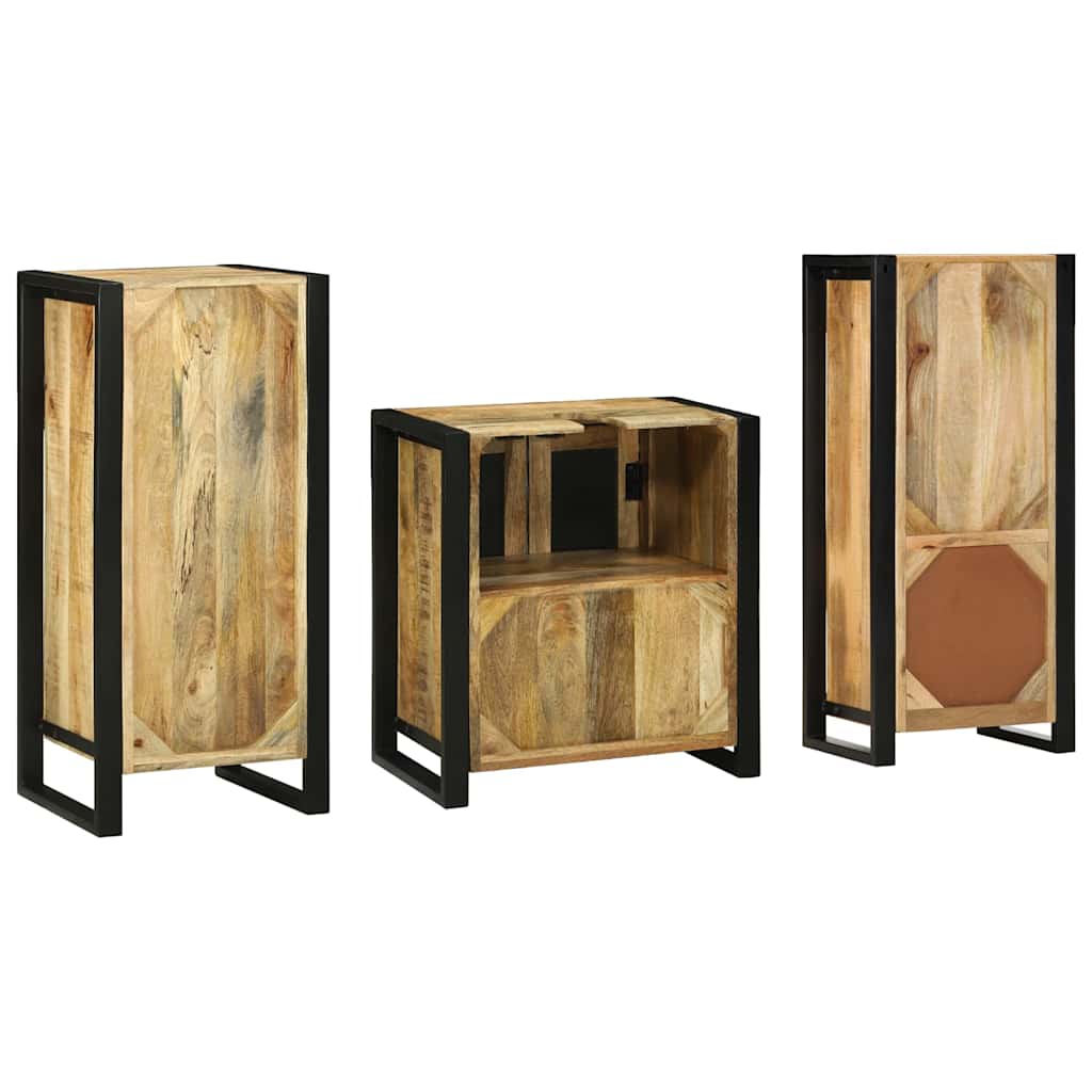 Juego de muebles de baño con cajón 3 pcs Madera de mango maciza
