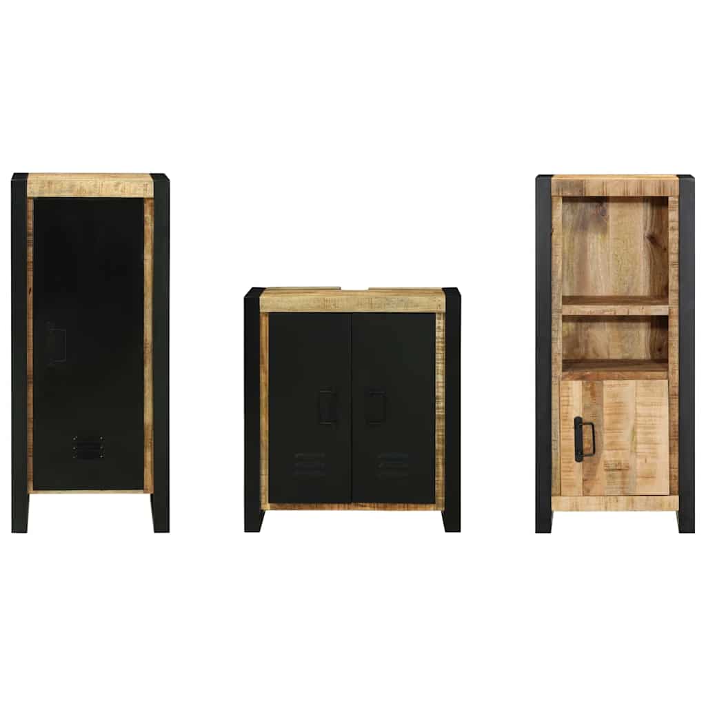 Juego de muebles de baño con cajón 3 pcs Madera de mango maciza