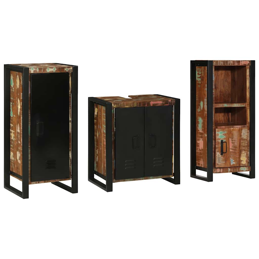 Juego de muebles de baño 3 pcs Madera sólida recuperada