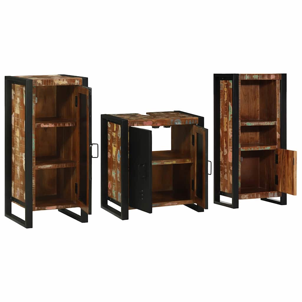 Juego de muebles de baño 3 pcs Madera sólida recuperada