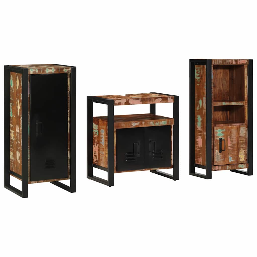 Juego de muebles de baño 3 pcs Madera sólida recuperada