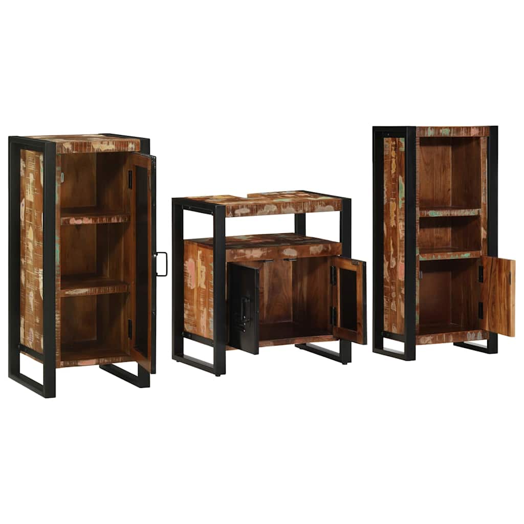 Juego de muebles de baño 3 pcs Madera sólida recuperada