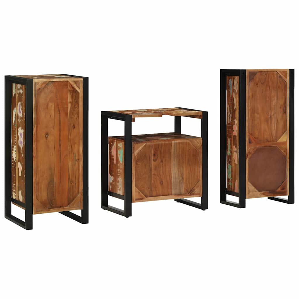 Juego de muebles de baño 3 pcs Madera sólida recuperada