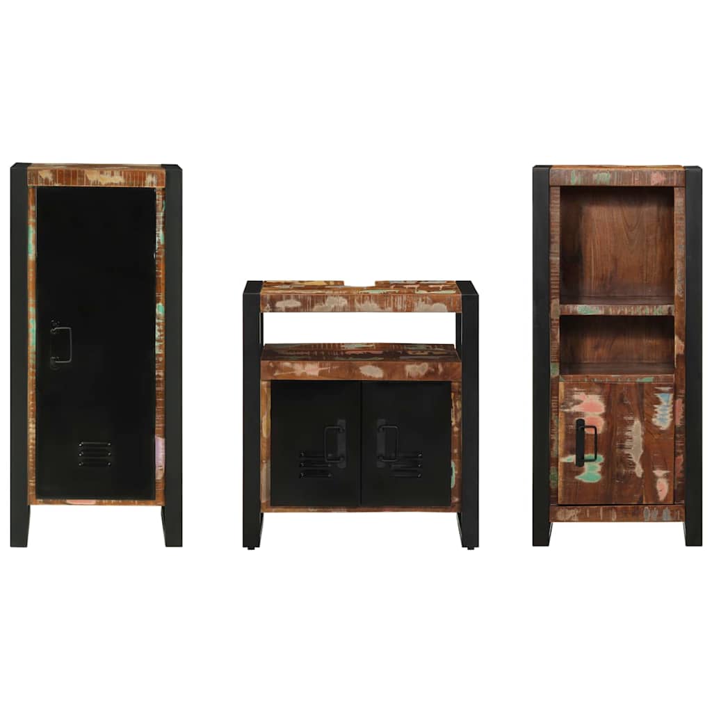 Juego de muebles de baño 3 pcs Madera sólida recuperada