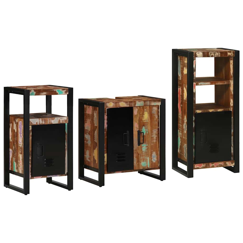 Juego de muebles de baño 3 pcs Madera sólida recuperada
