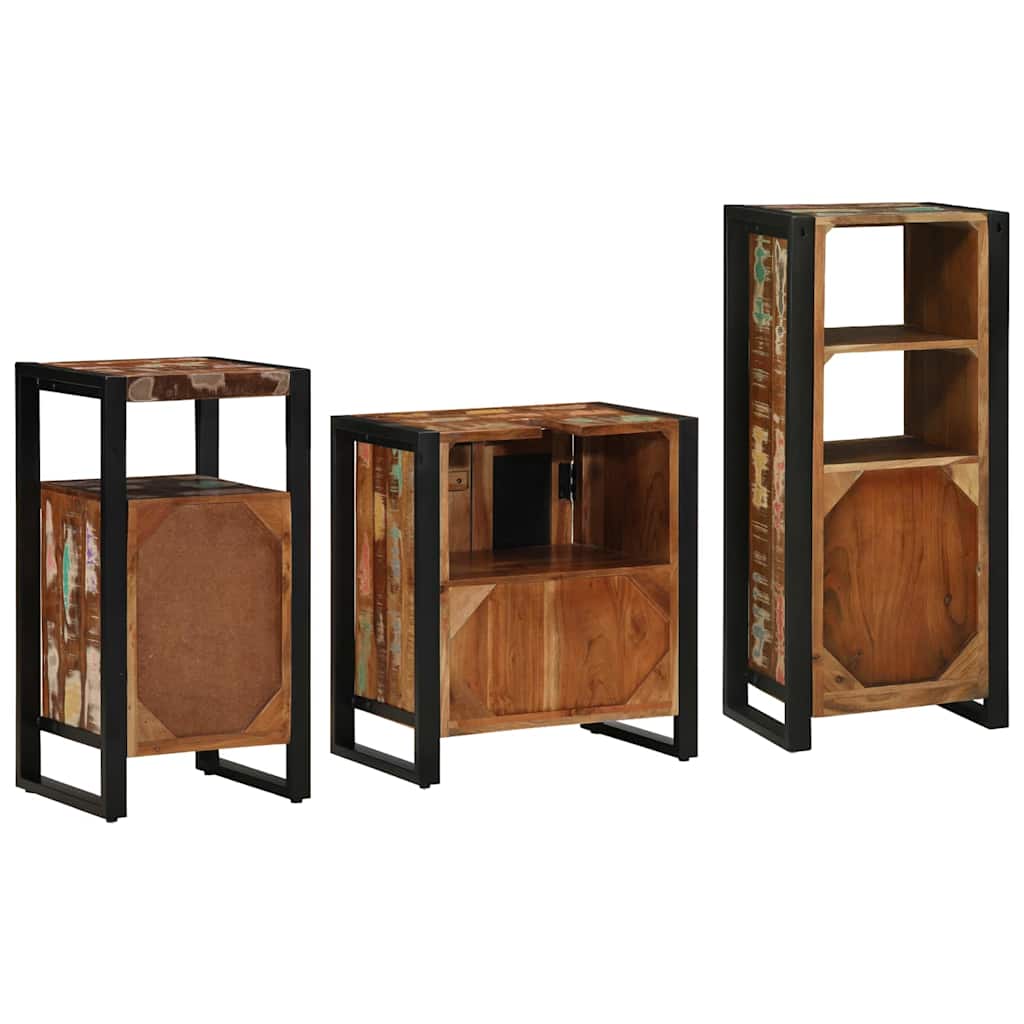 Juego de muebles de baño 3 pcs Madera sólida recuperada