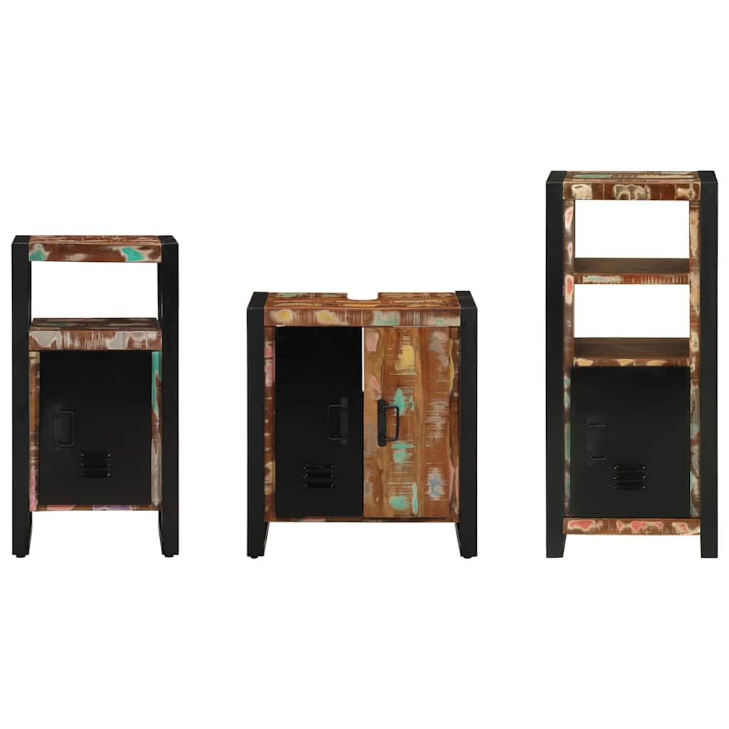 Juego de muebles de baño 3 pcs Madera sólida recuperada