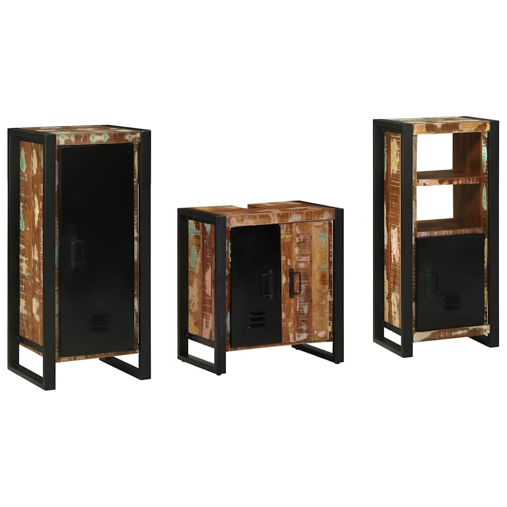 Juego de muebles de baño 3 pcs Madera sólida recuperada