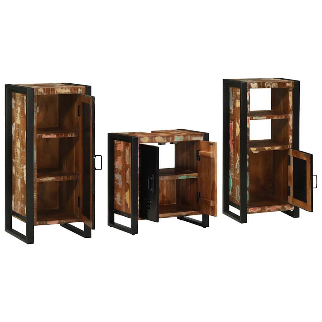 Juego de muebles de baño 3 pcs Madera sólida recuperada