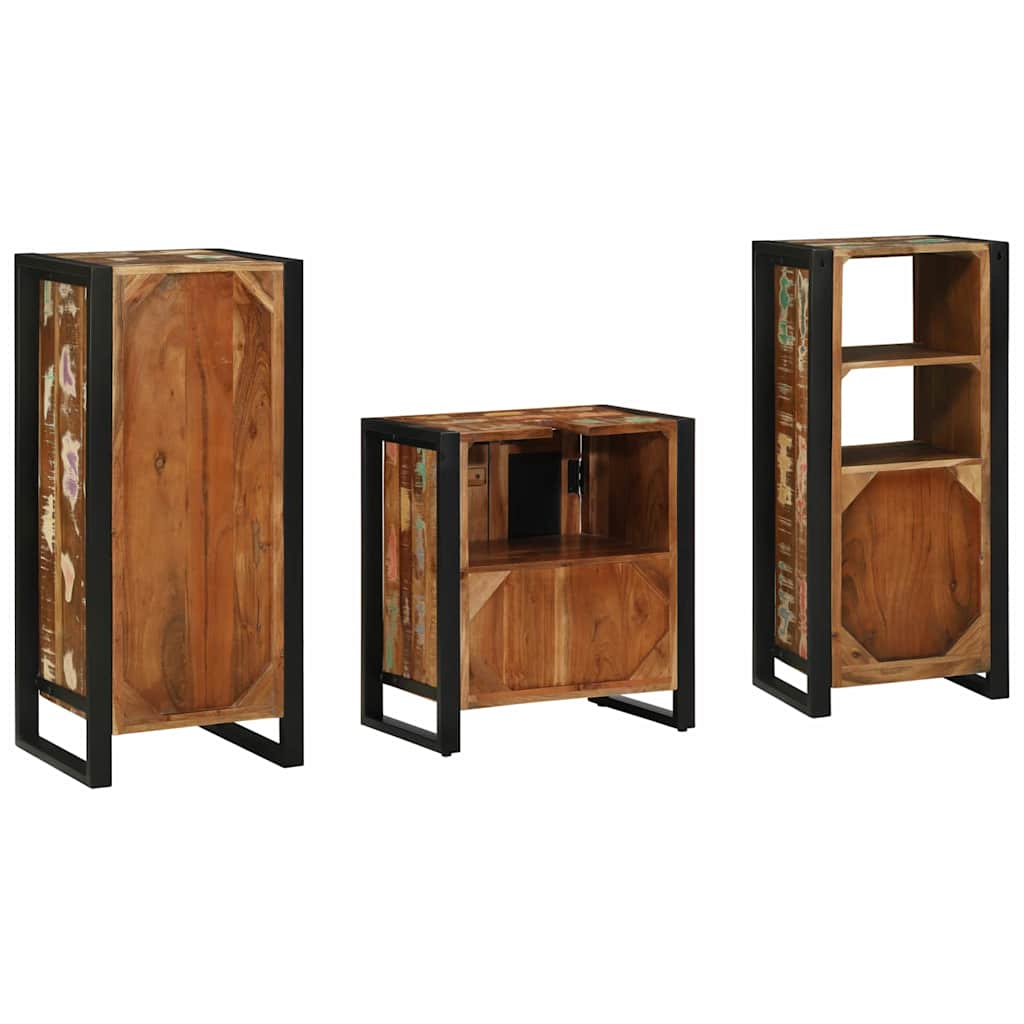 Juego de muebles de baño 3 pcs Madera sólida recuperada