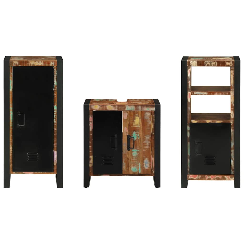 Juego de muebles de baño 3 pcs Madera sólida recuperada