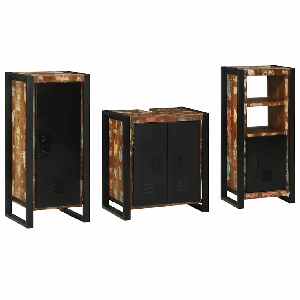 Juego de muebles de baño 3 pcs Madera sólida recuperada