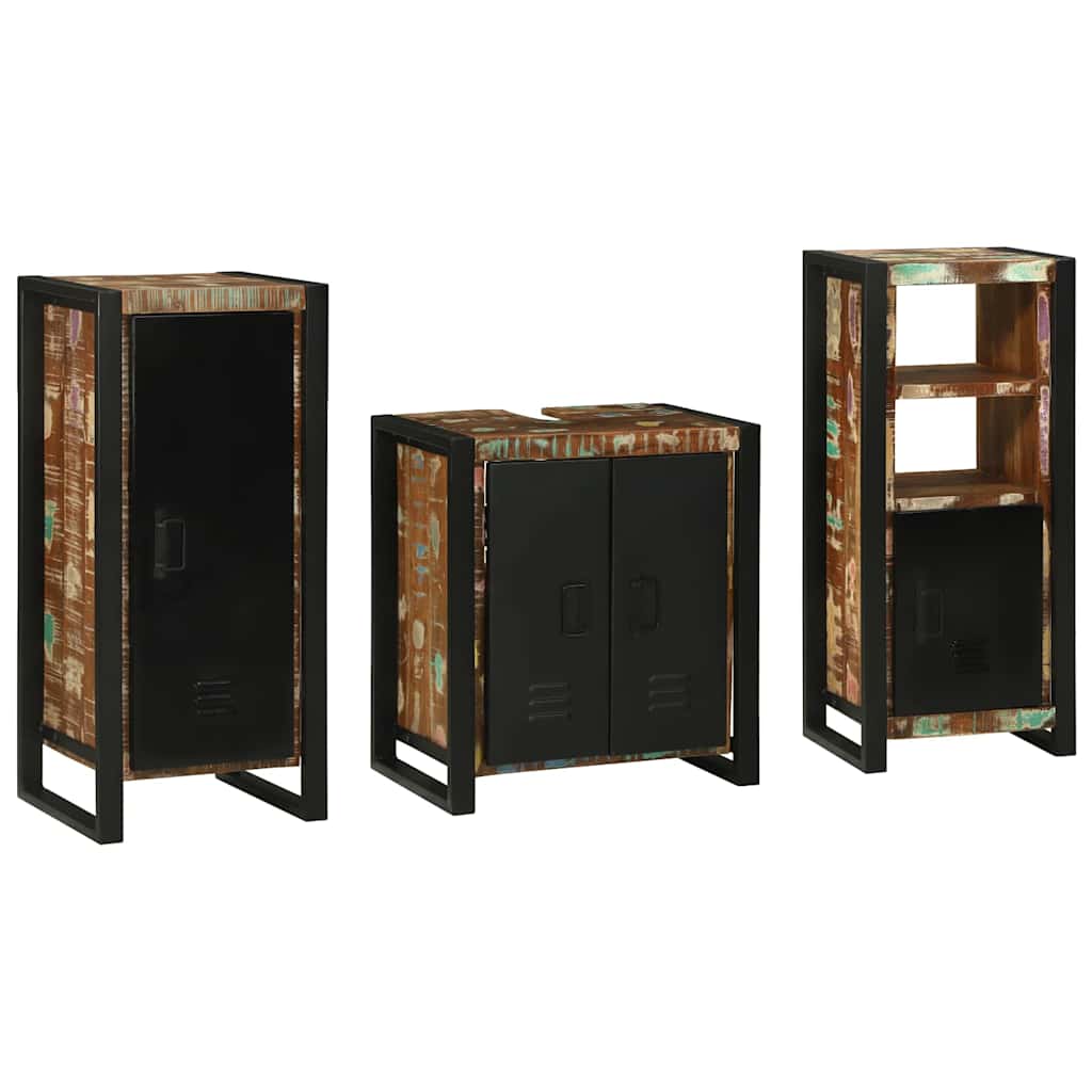 Juego de muebles de baño 3 pcs Madera sólida recuperada