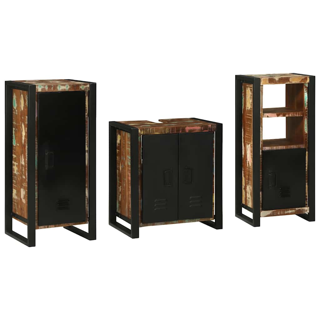 Juego de muebles de baño 3 pcs Madera sólida recuperada