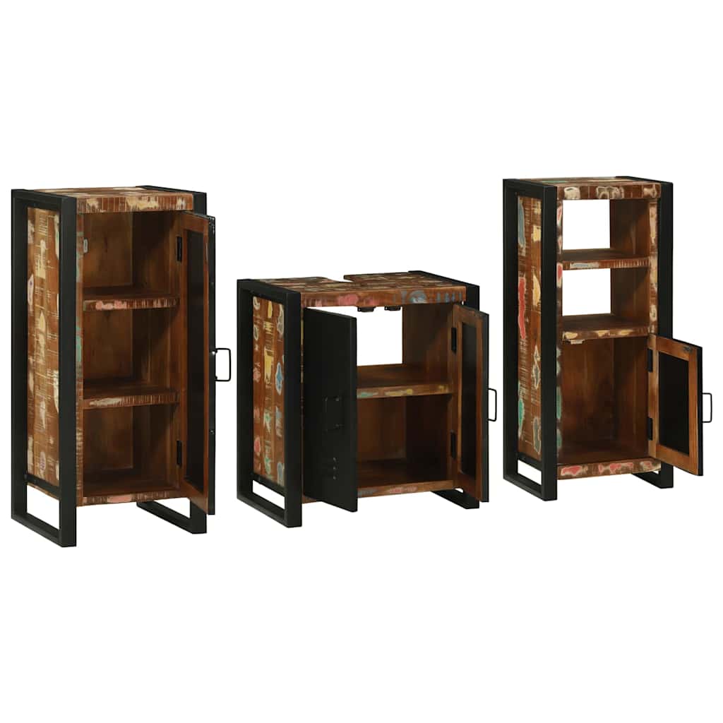 Juego de muebles de baño 3 pcs Madera sólida recuperada