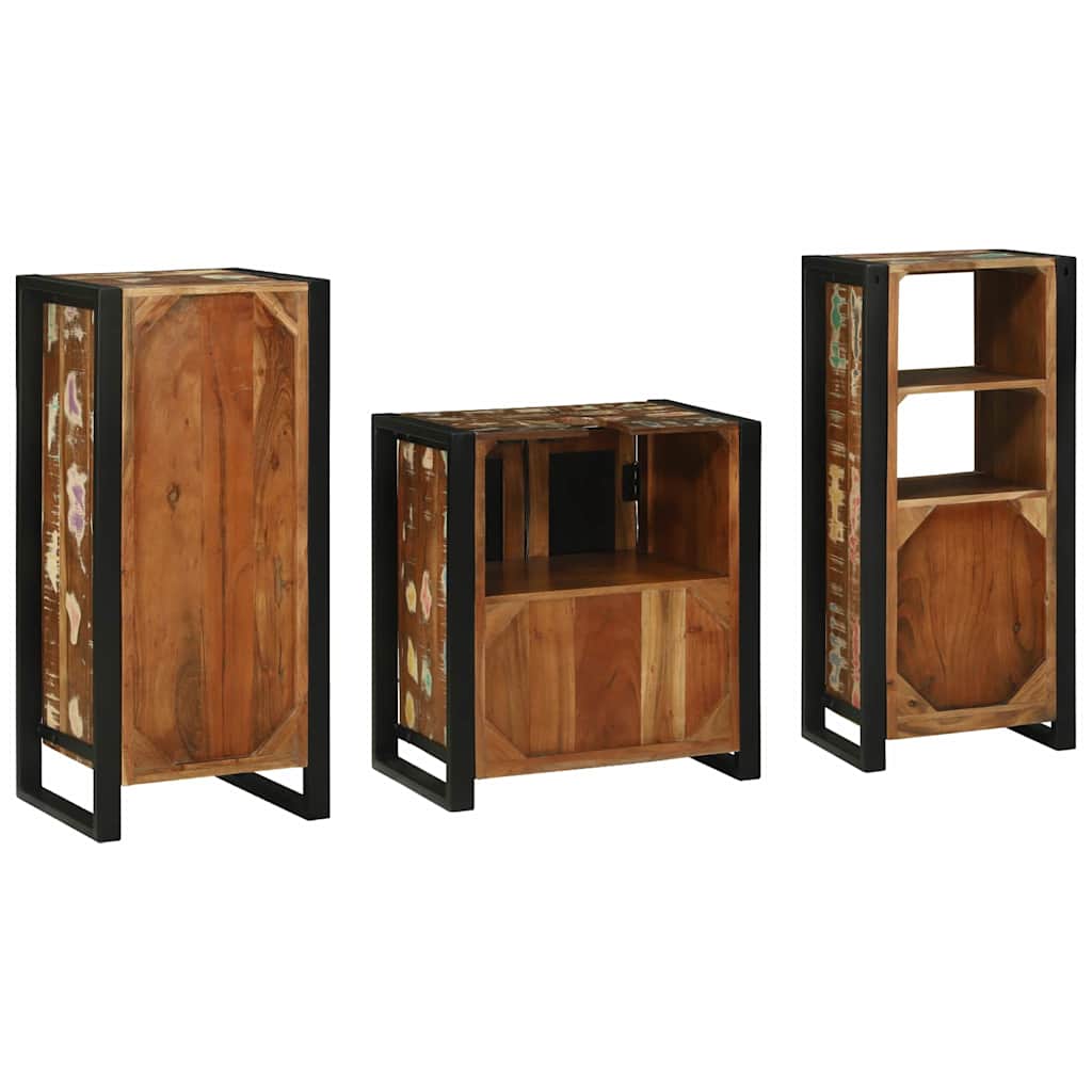 Juego de muebles de baño 3 pcs Madera sólida recuperada