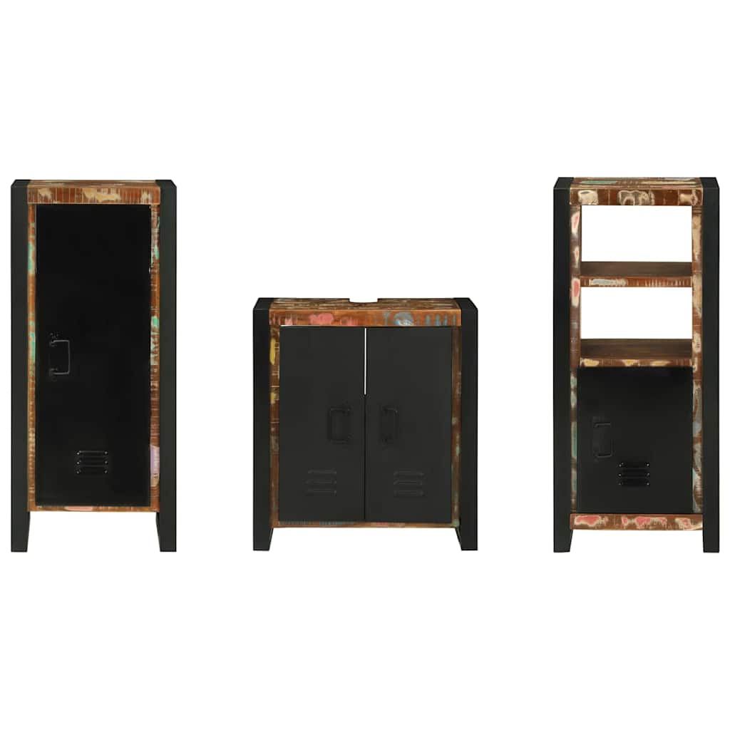 Juego de muebles de baño 3 pcs Madera sólida recuperada