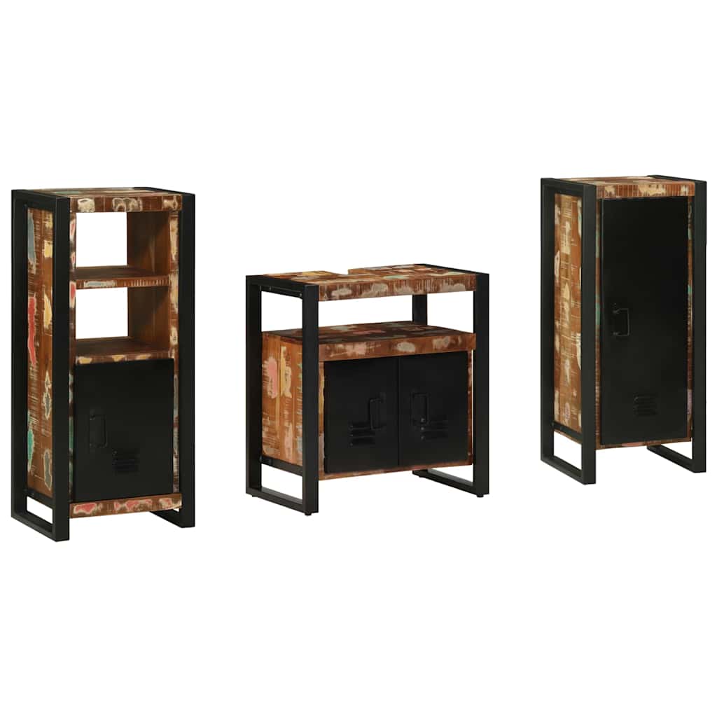 Juego de muebles de baño 3 pcs Madera sólida recuperada