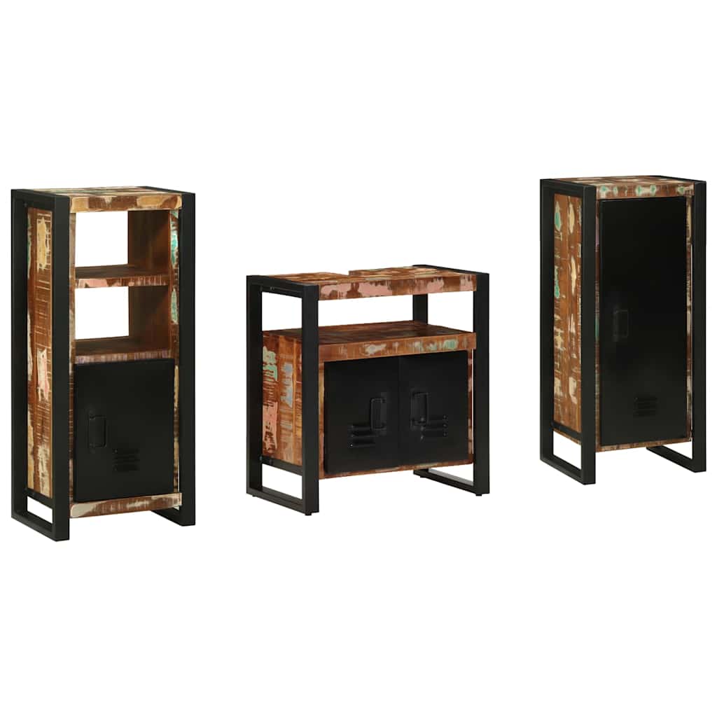 Juego de muebles de baño 3 pcs Madera sólida recuperada
