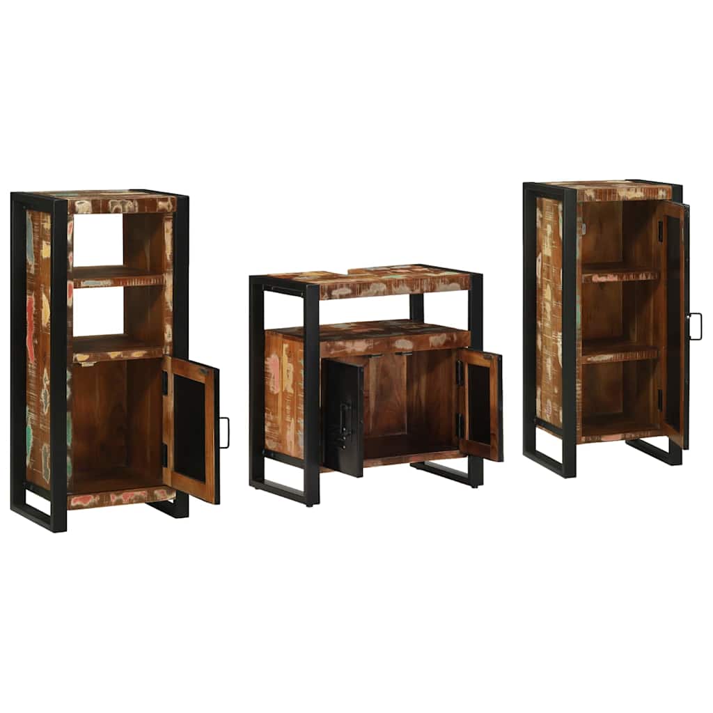 Juego de muebles de baño 3 pcs Madera sólida recuperada