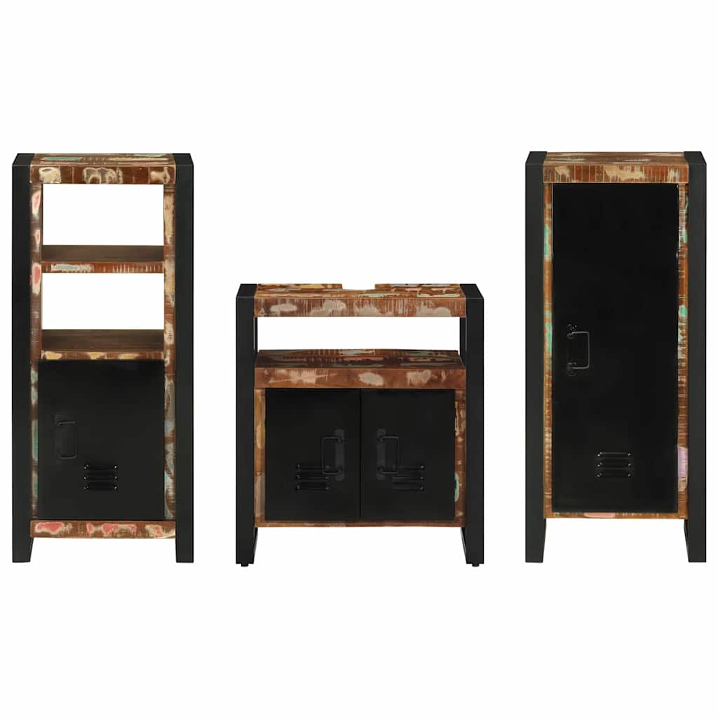 Juego de muebles de baño 3 pcs Madera sólida recuperada