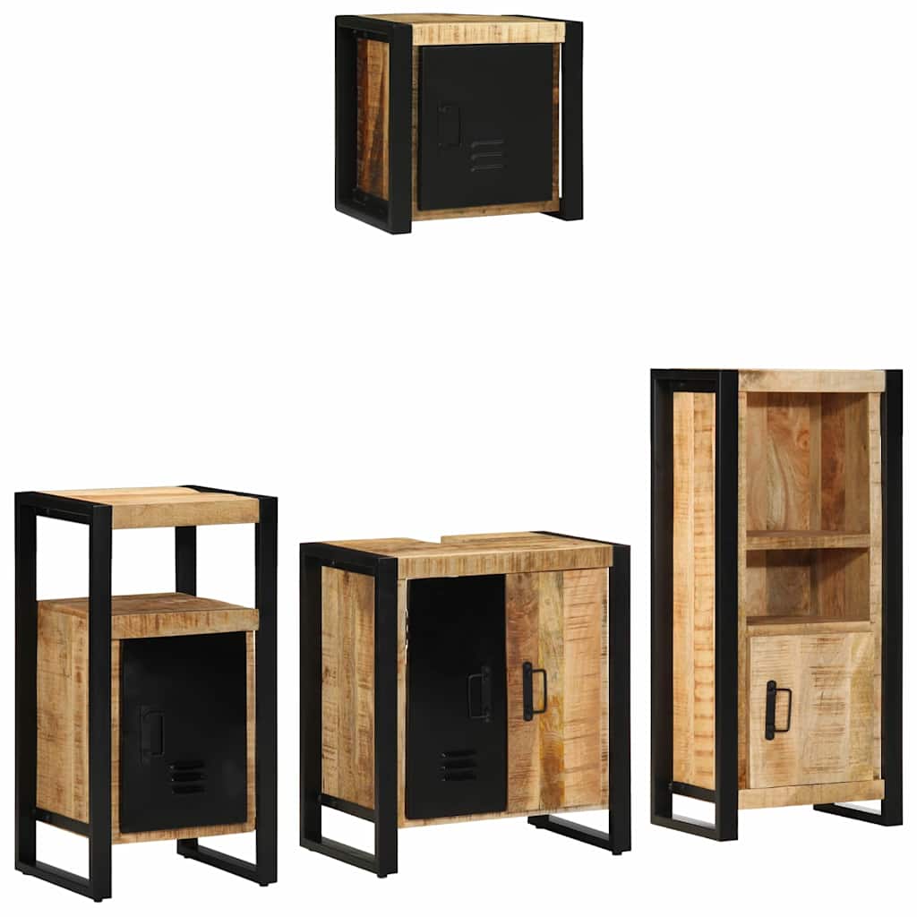 Juego de muebles de baño con cajón 4 pcs Madera de mango maciza