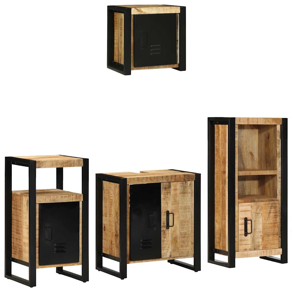 Juego de muebles de baño con cajón 4 pcs Madera de mango maciza