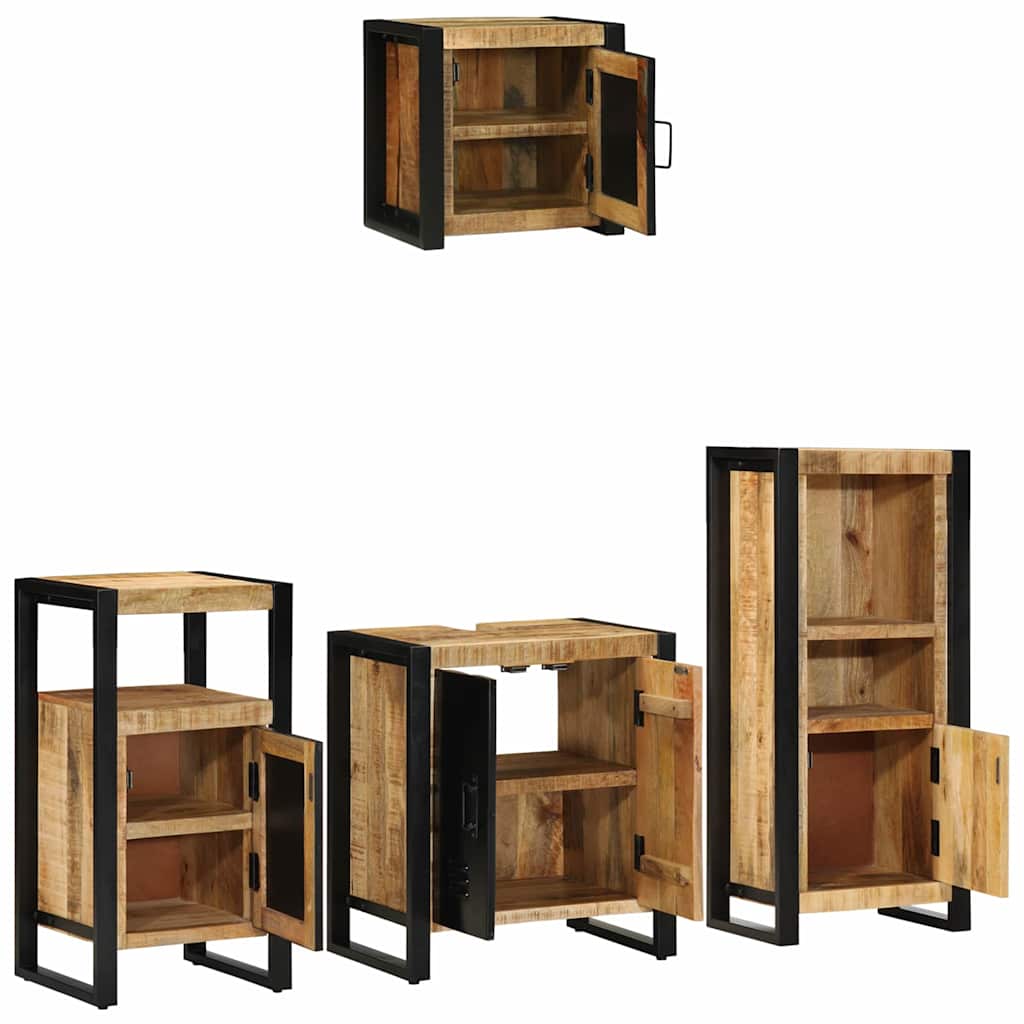 Juego de muebles de baño con cajón 4 pcs Madera de mango maciza