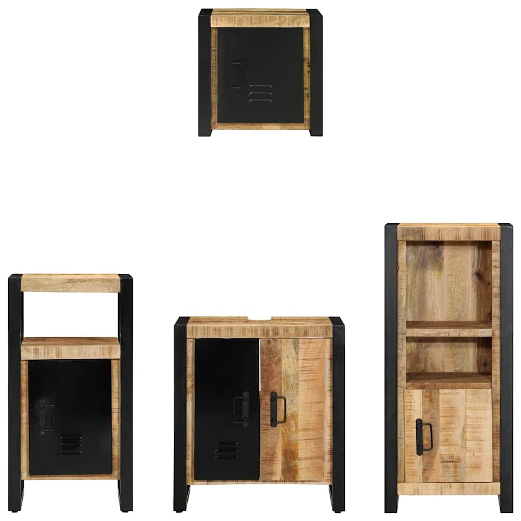 Juego de muebles de baño con cajón 4 pcs Madera de mango maciza