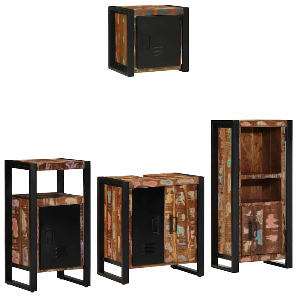 Juego de muebles de baño 4 pcs Madera sólida recuperada