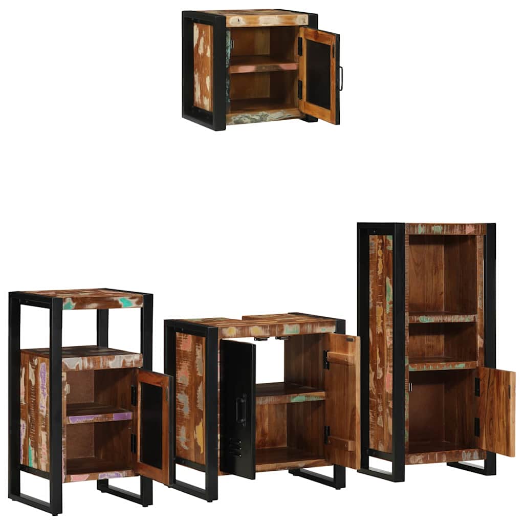 Juego de muebles de baño 4 pcs Madera sólida recuperada