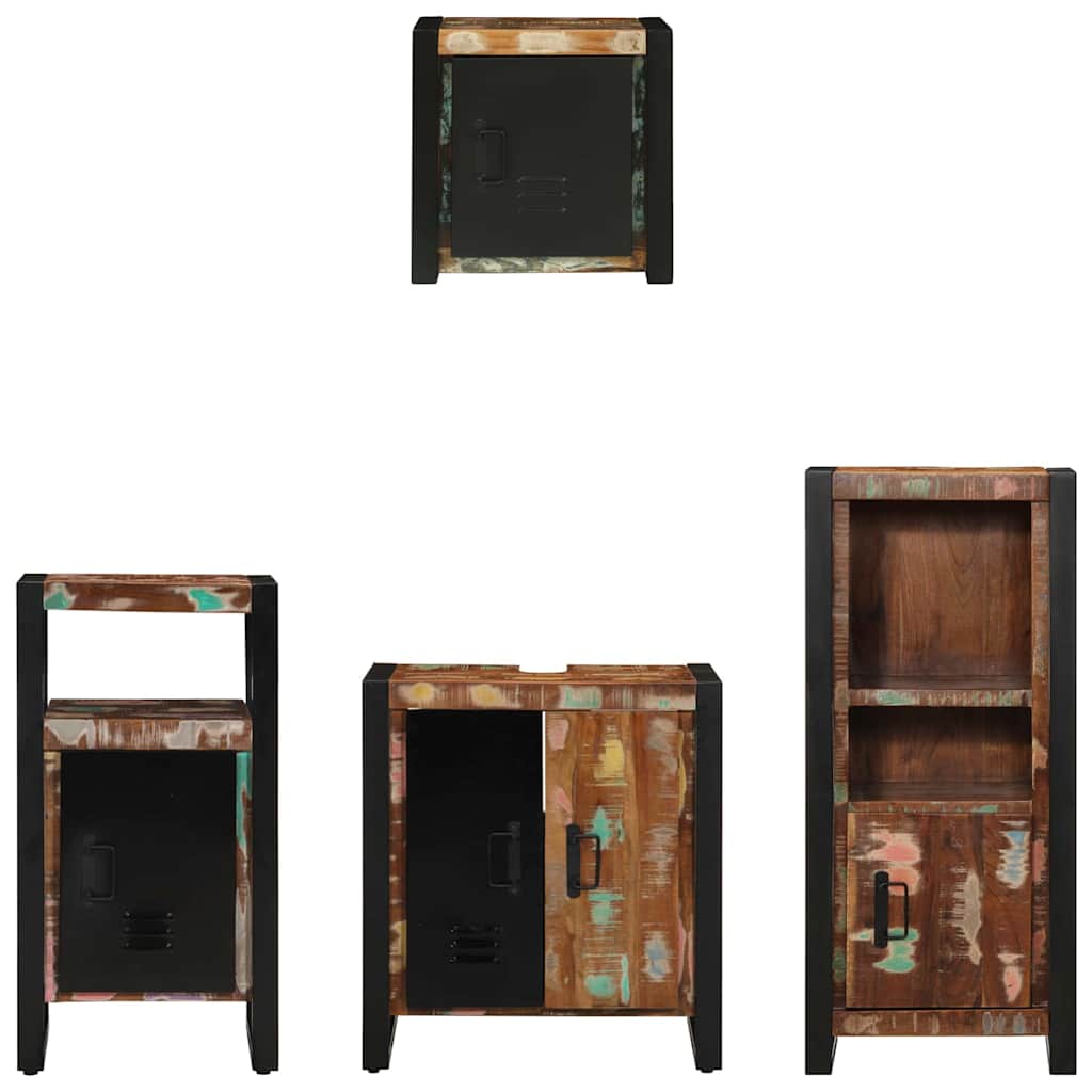 Juego de muebles de baño 4 pcs Madera sólida recuperada