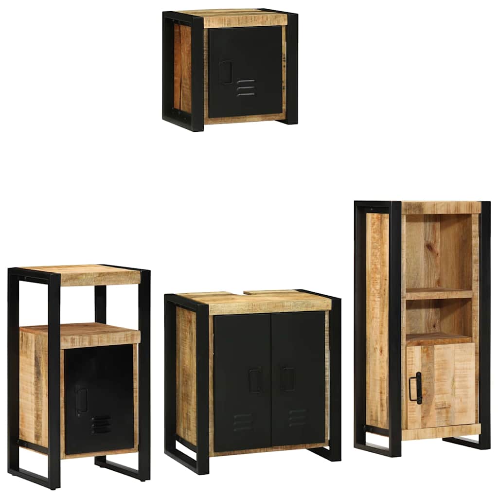 Juego de muebles de baño con cajón 4 pcs Madera de mango maciza