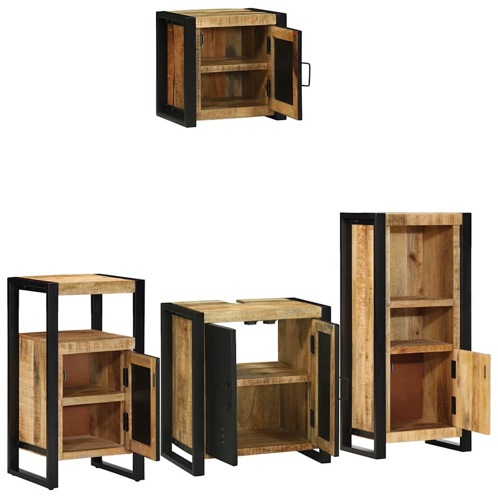Juego de muebles de baño con cajón 4 pcs Madera de mango maciza