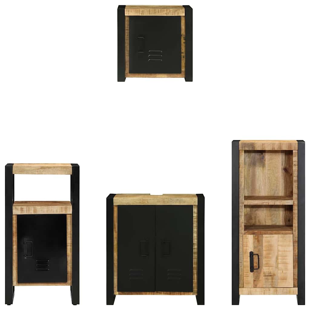Juego de muebles de baño con cajón 4 pcs Madera de mango maciza