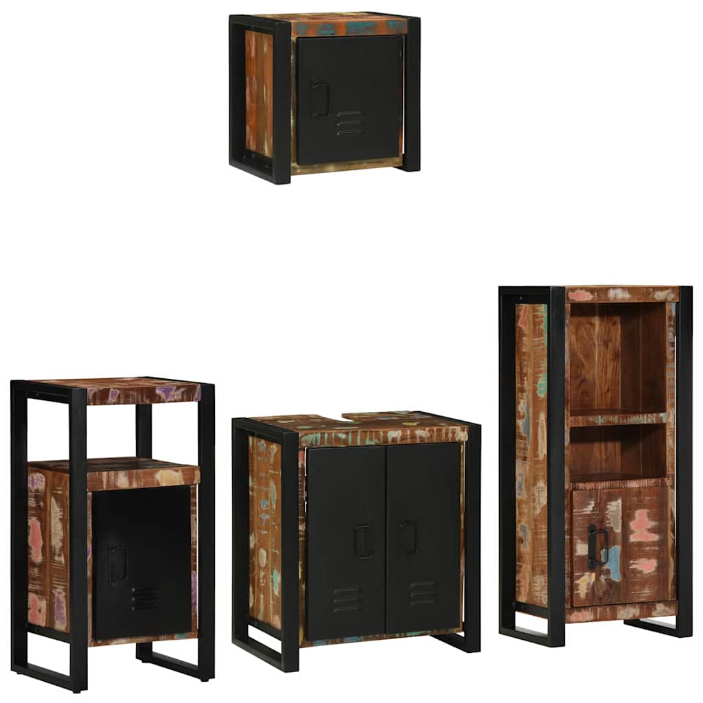 Juego de muebles de baño 4 pcs Madera sólida recuperada