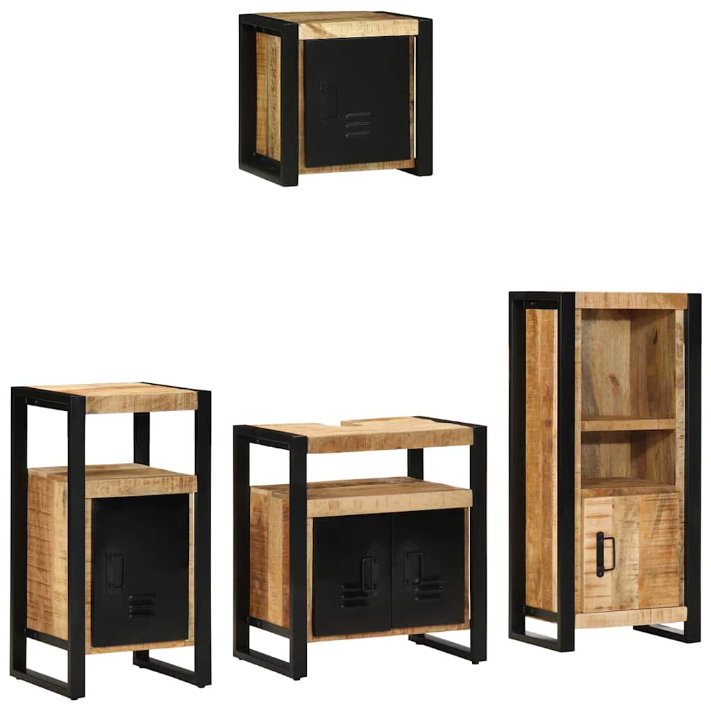 Juego de muebles de baño con cajón 4 pcs Madera de mango maciza