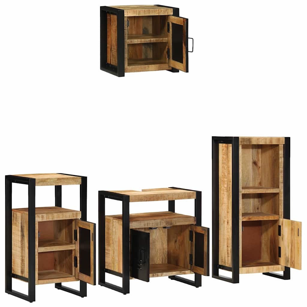 Juego de muebles de baño con cajón 4 pcs Madera de mango maciza