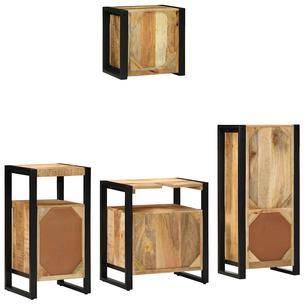 Juego de muebles de baño con cajón 4 pcs Madera de mango maciza