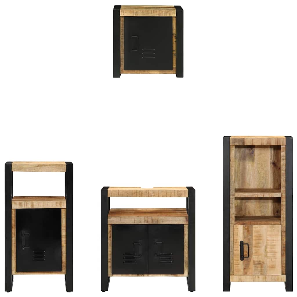 Juego de muebles de baño con cajón 4 pcs Madera de mango maciza