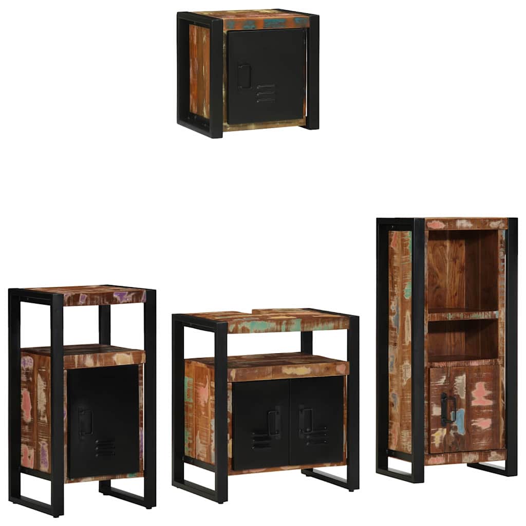 Conjunto de móveis de casa de banho 3 pcs Carvalho Preto Madeira projetada