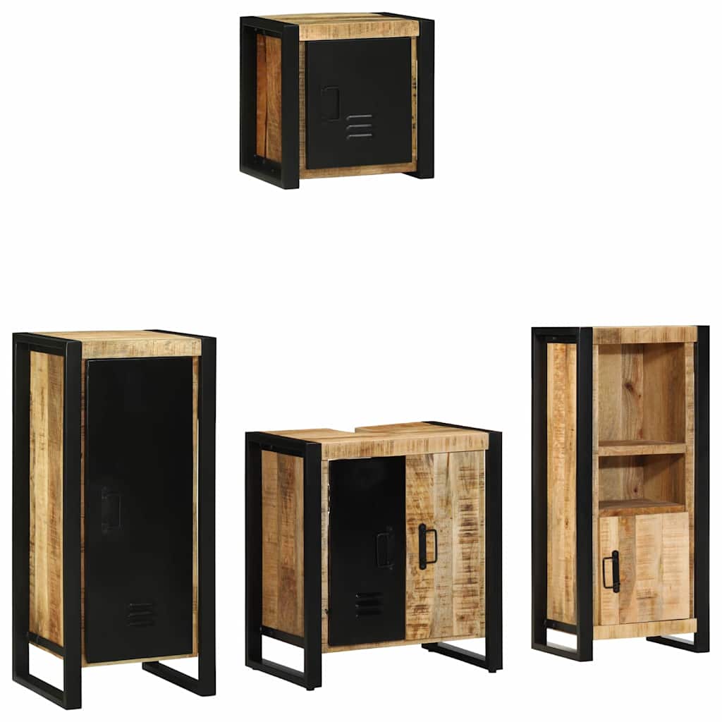 Juego de muebles de baño con cajón 4 pcs Madera de mango maciza