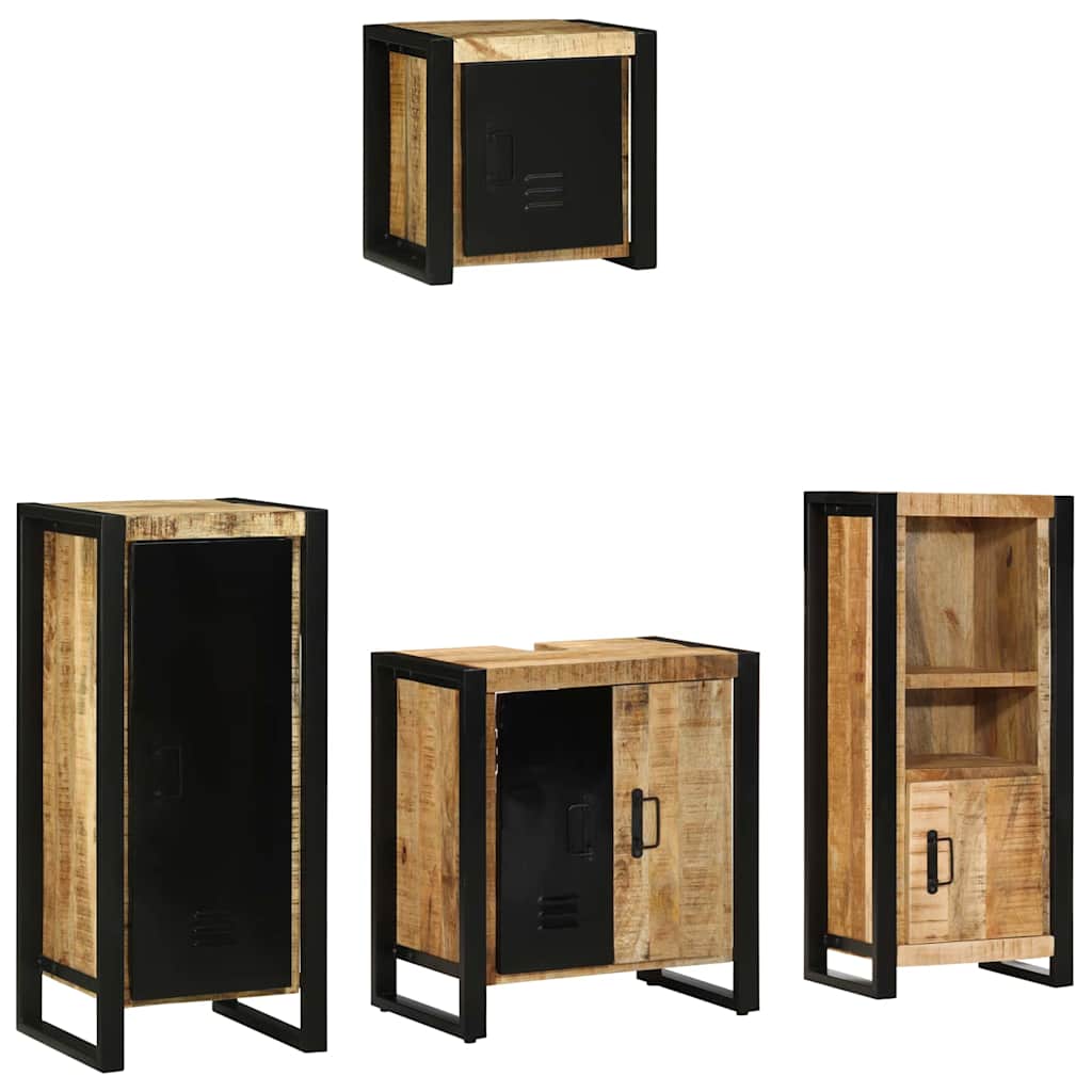 Juego de muebles de baño con cajón 4 pcs Madera de mango maciza