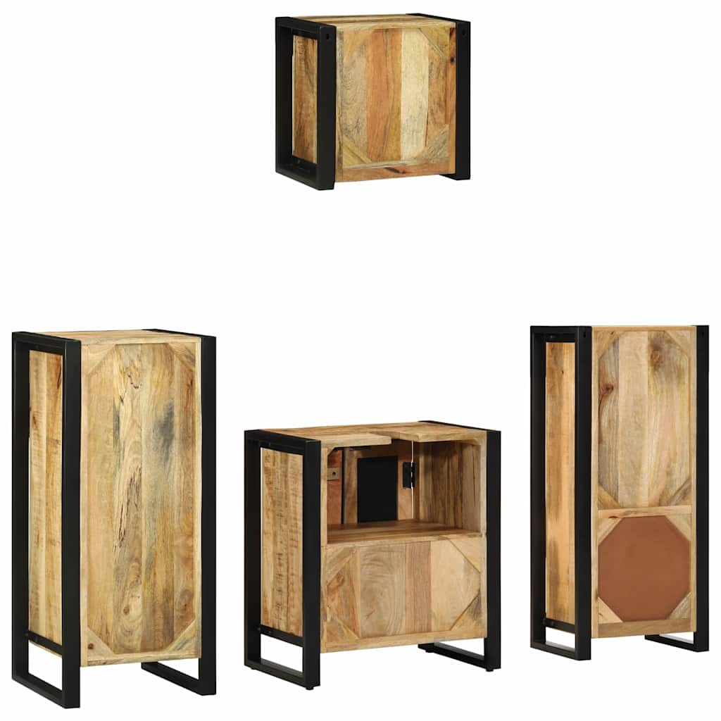 Juego de muebles de baño con cajón 4 pcs Madera de mango maciza